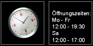 Mo-Fr: 12:00 - 19:30; Sa: 12 - 17 Uhr